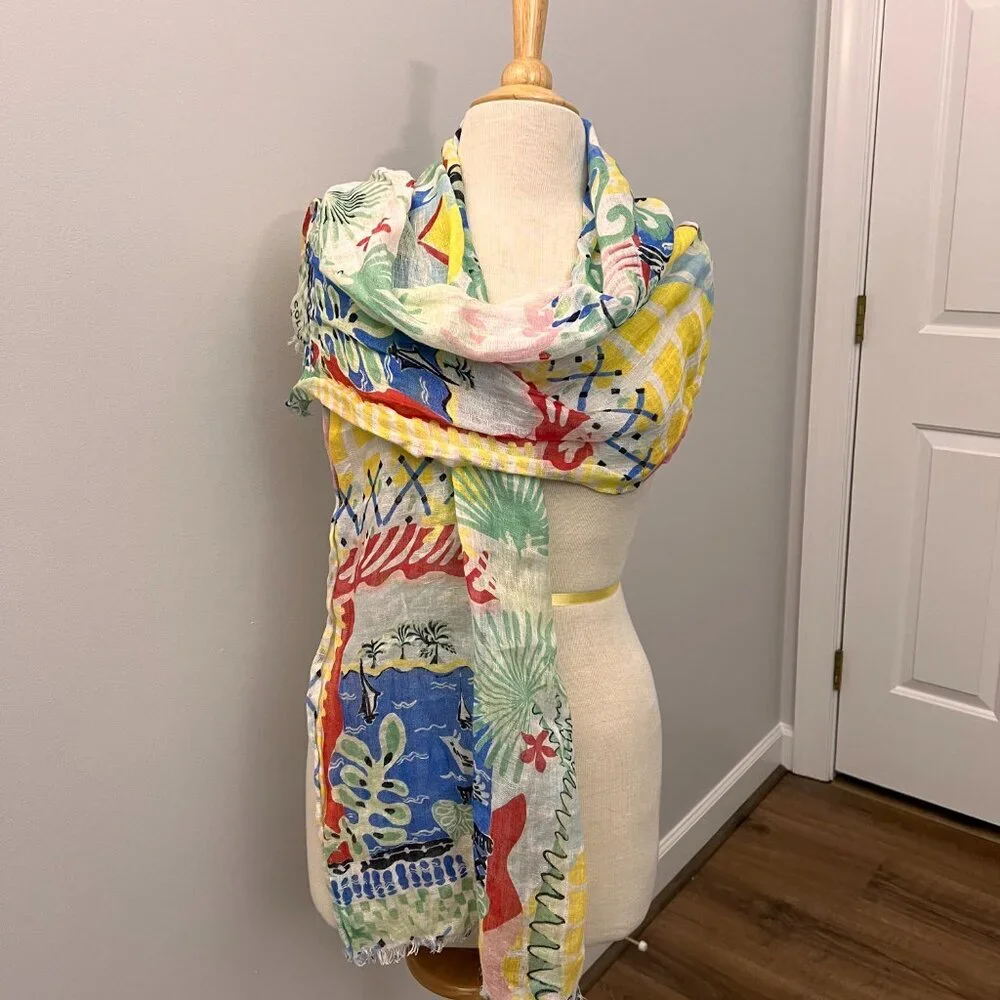 Collier Campbell Vintage 1980 Colorful Summer Scarf
